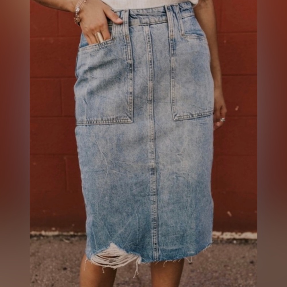 Roolee We The Free Free People Elisa pencil denim skirt